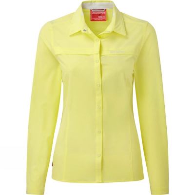 Camisa Craghoppers NosiLife Pro Manga Larga Mujer - Amarillo - Chile KPQ690572